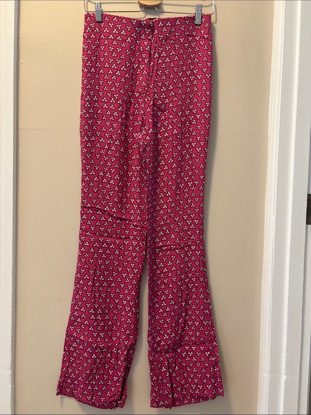 Zara Fuchsia Patterned Boot-Cut Pants